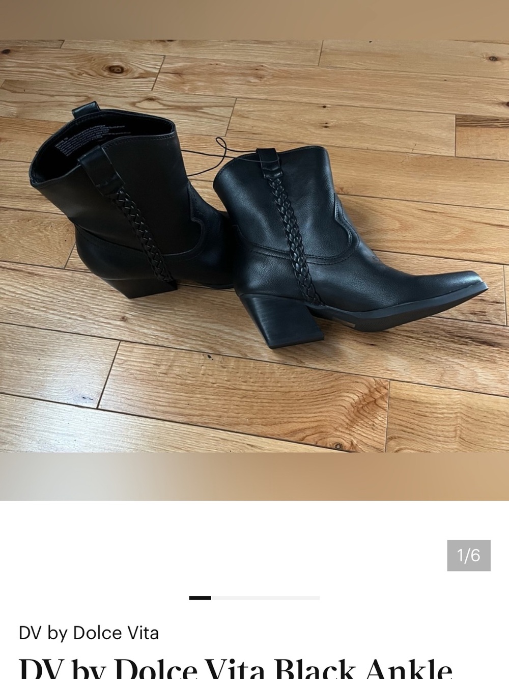 DV by Dolce Vita Black Leather Braided Ankle Boots